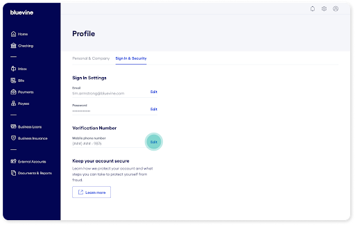 edit verification number on dashboard profile