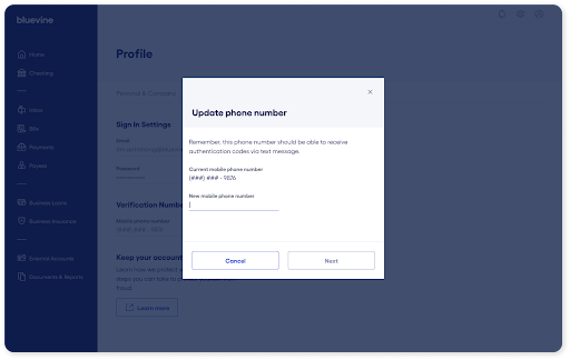 Enter new verification phone number and select next to finish