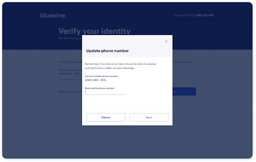 Enter new verification number and select next