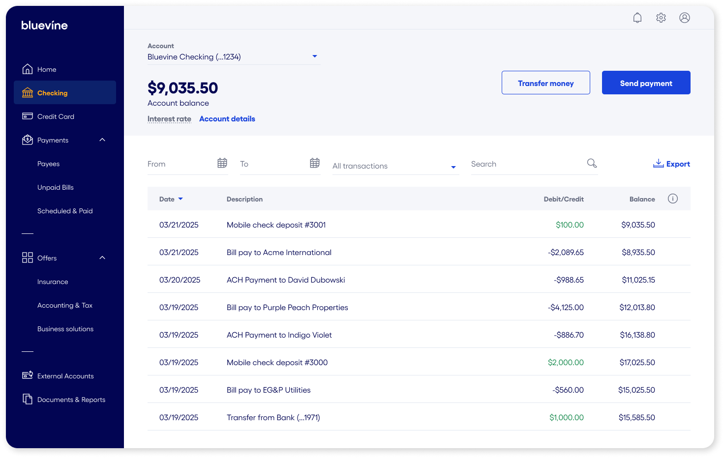 Checking transactions