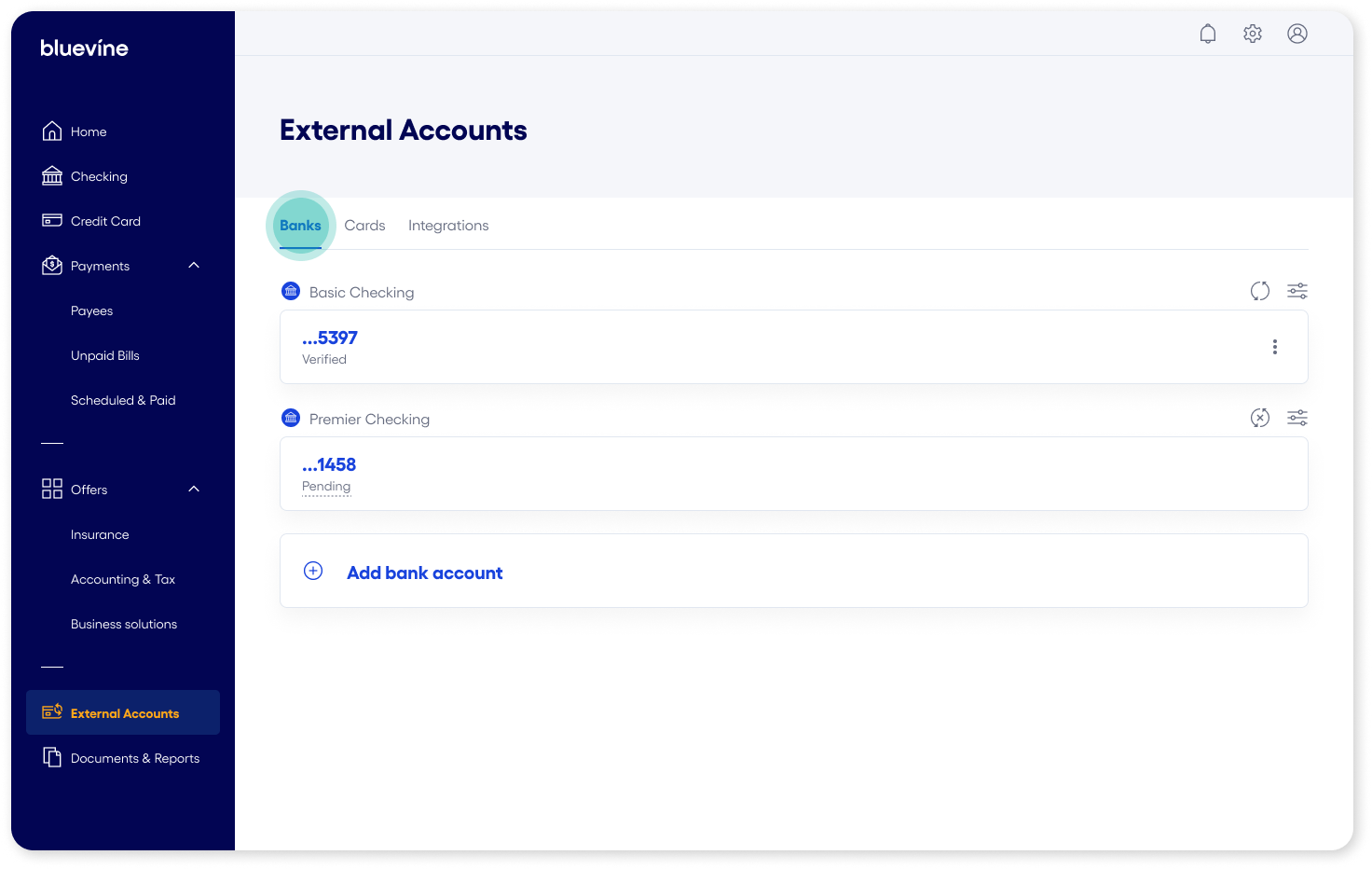 External Accounts Banks