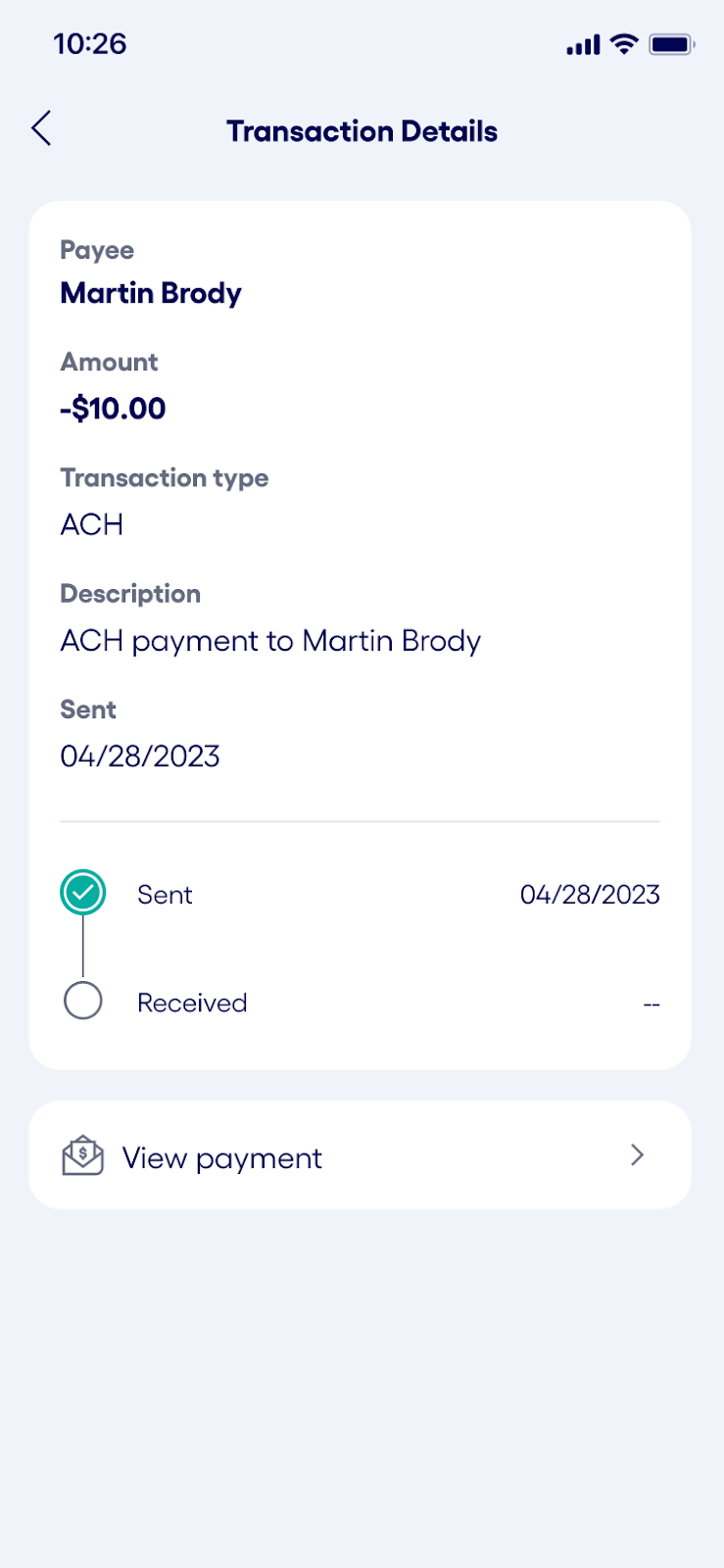 Transaction Details on Android OS