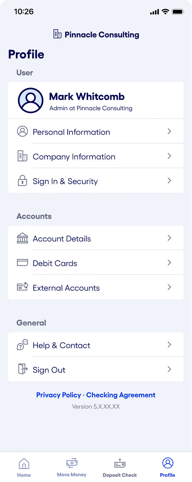 Bluevine mobile app iOS account details