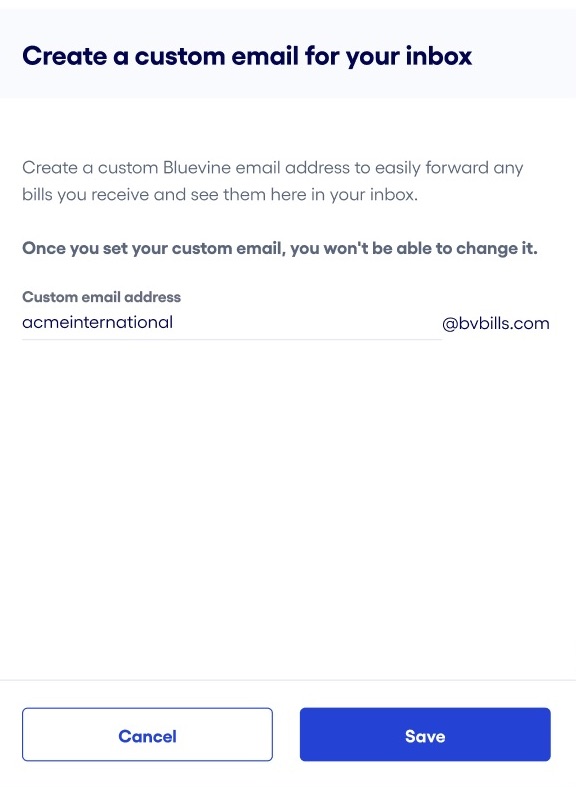 An image of the step to create a custom email address for your inbox
