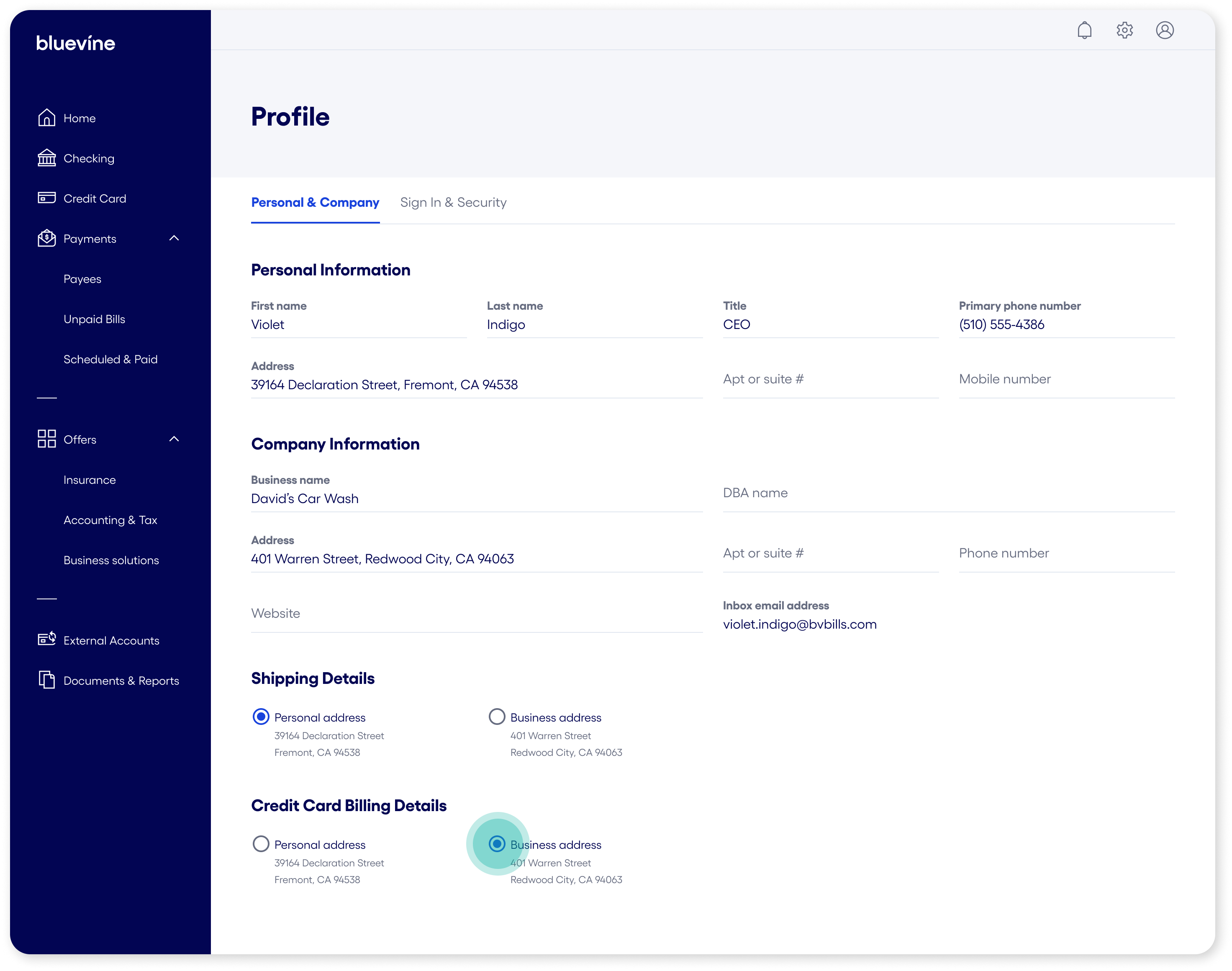 set preferred address