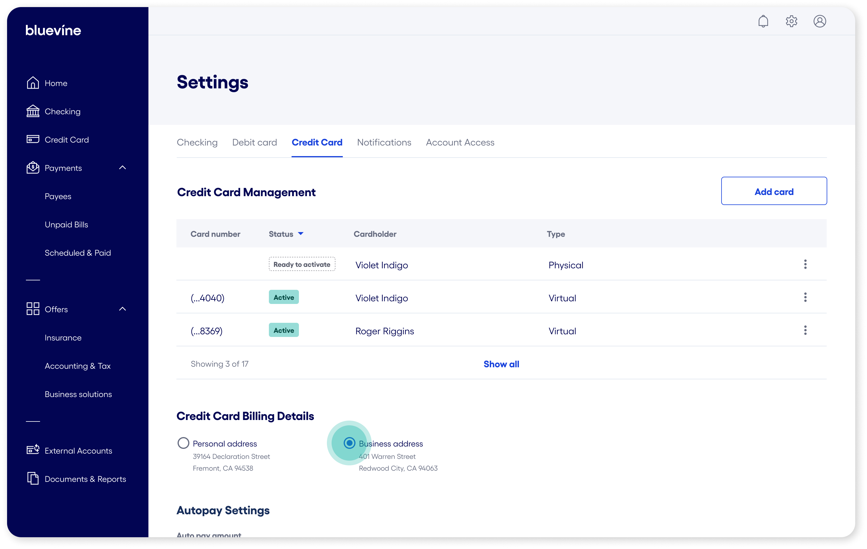 set preferred address settings