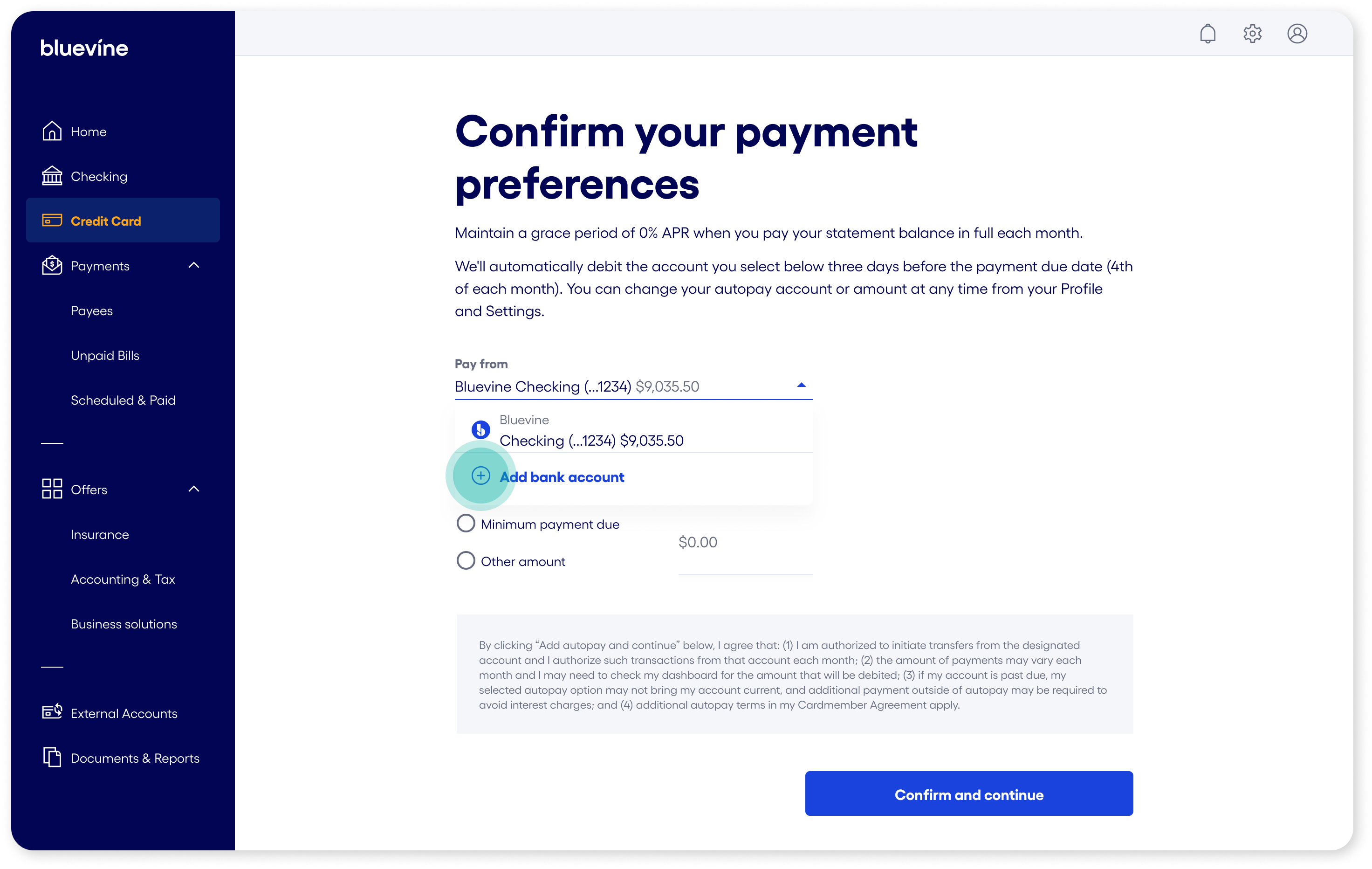 credit card add account