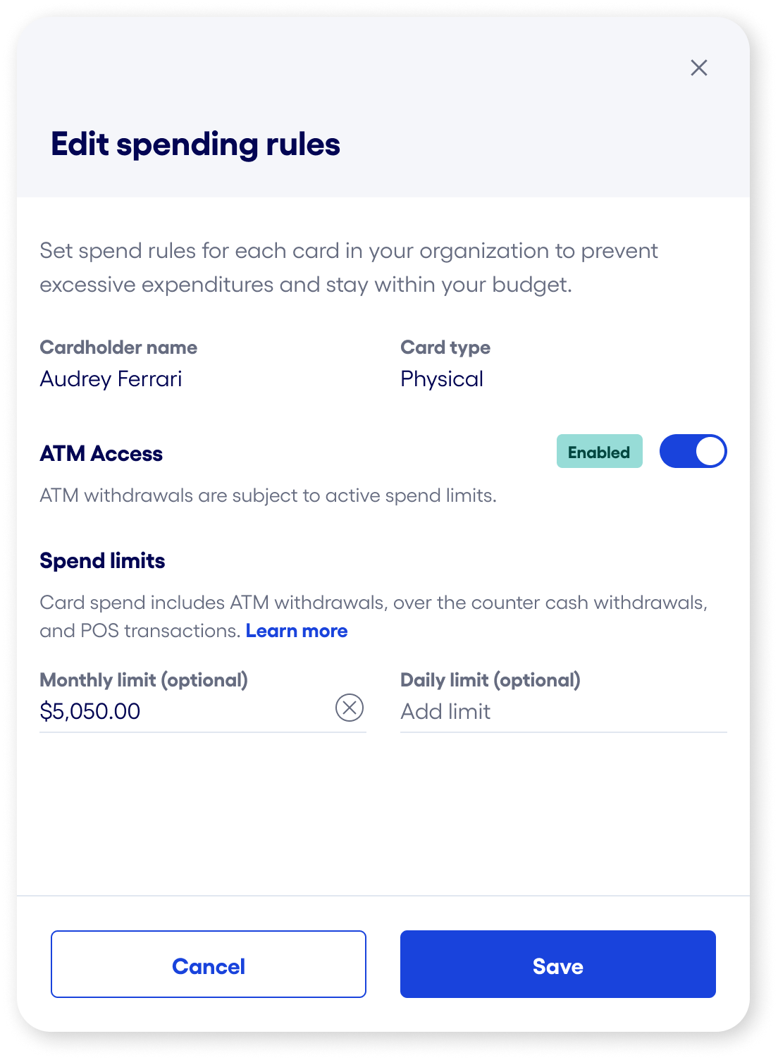Edit spending rules