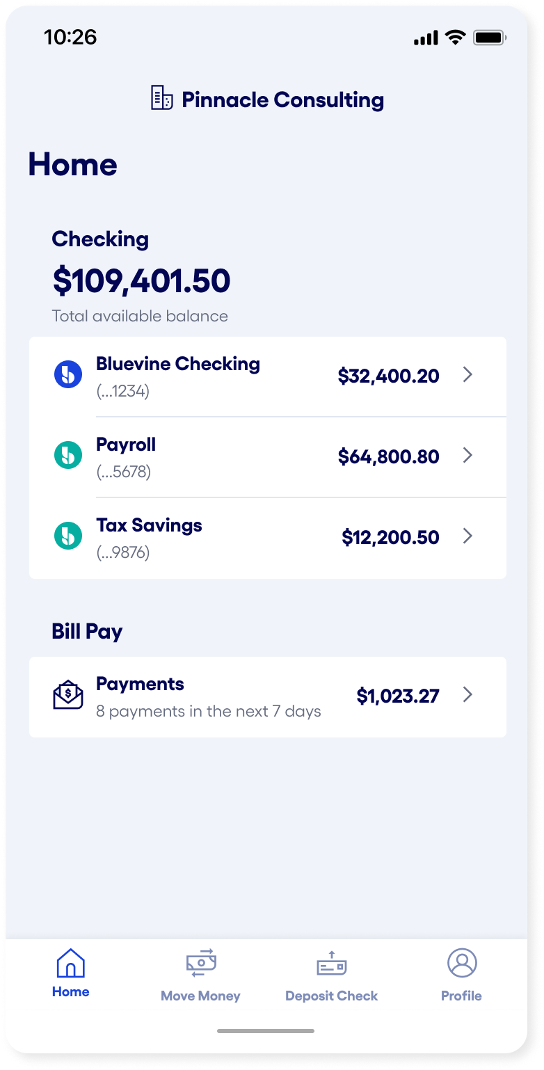 Bluevine mobile app iOS home