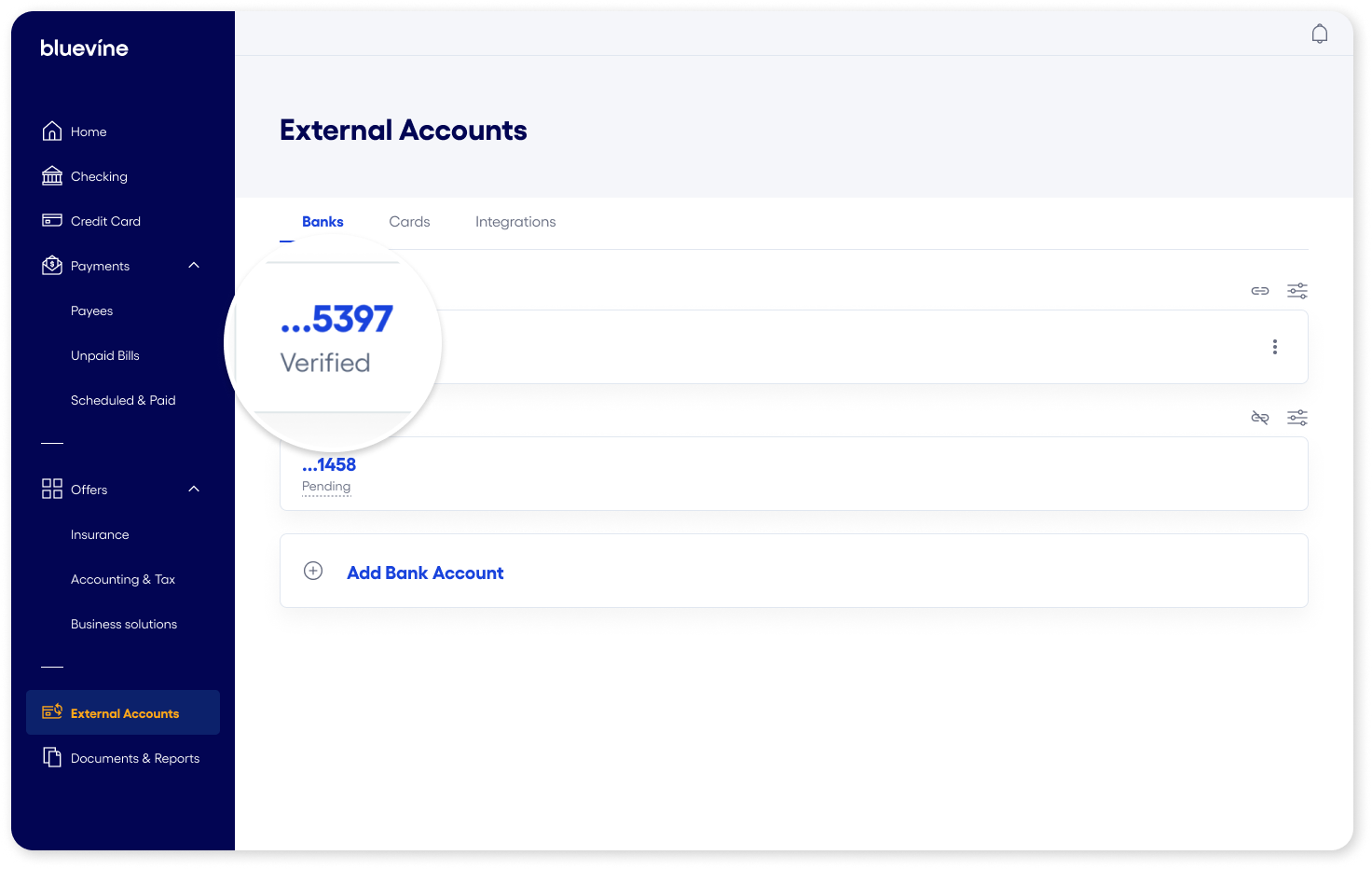 Add external account verified