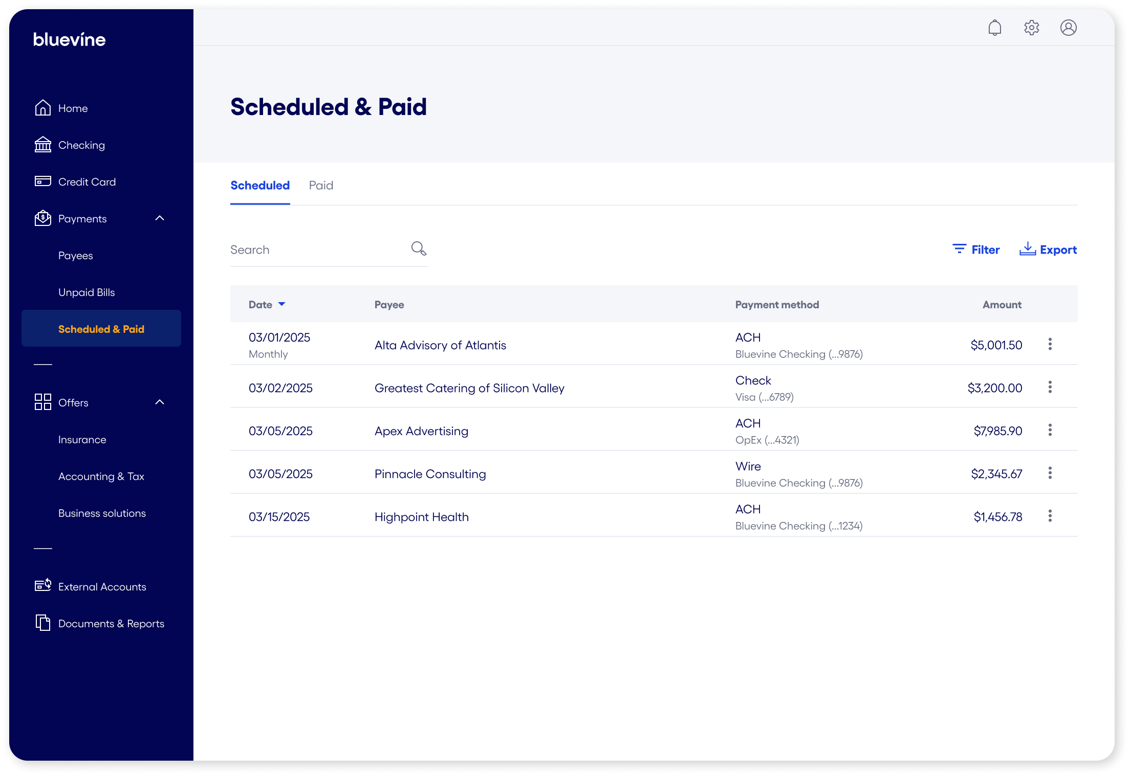 scheduled and paid