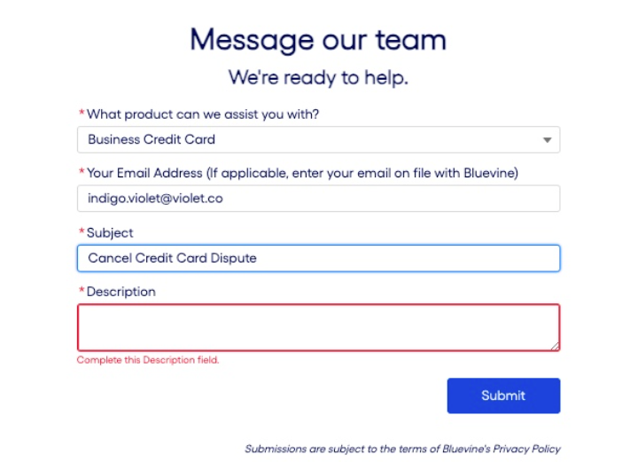 Message our team