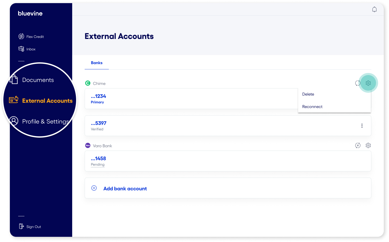 Bank Account Settings