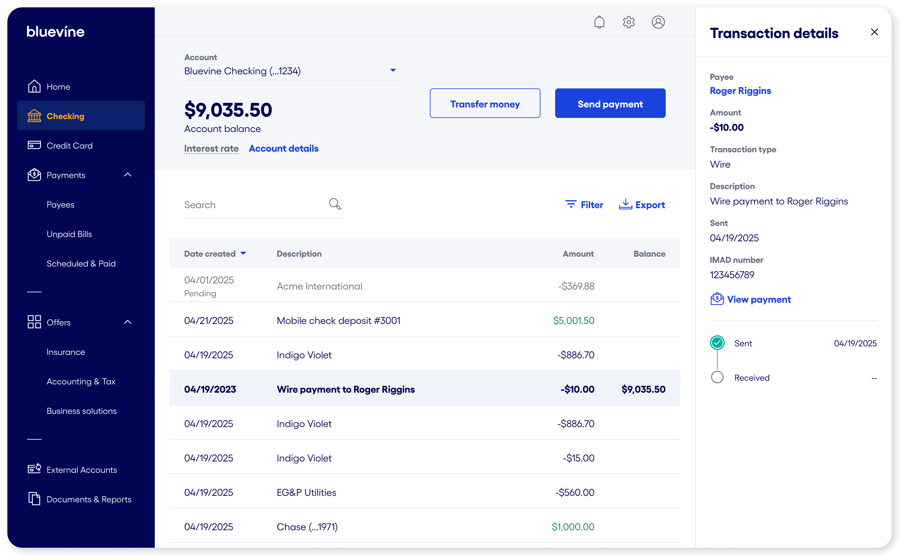 Transaction details