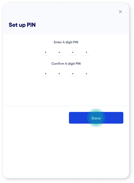 Bluevine set up PIN